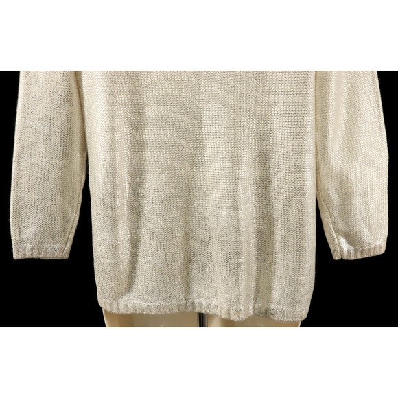 Charming Charlie Womens Rock Chic Sweater M Medium Metallic Silver Pullover NEW - Picture 7 of 9